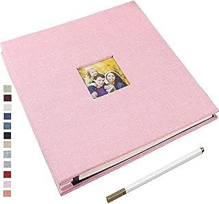 Yopih Large Photo Album Self Adhesive for 4x6 8x10 10x12 Pictures Scrapbook Album DIY 60 Blank Pages with A Metallic Pen