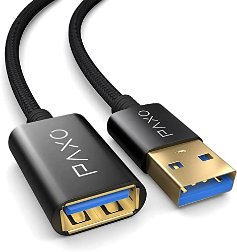 PAXO USB 3.1 Verlängerungskabel – 3 Meter, Weiß Mit Stoffmantel | Schnelles Laden & Datenübertragung | Robust & Stylisch