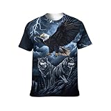 Cuntingvo Men's 3D Printed Wolf and Bald Eagle Graphic Tee Shirt Animal Theme Shirt,Multicolor4,L