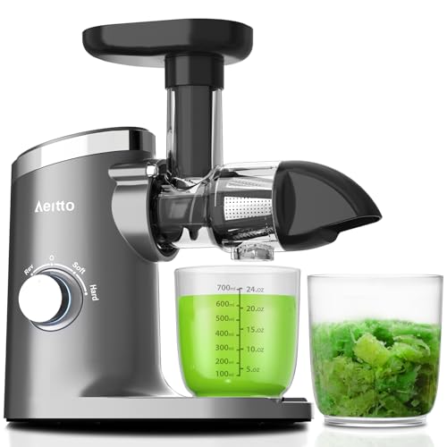 Aeitto Slow Masticating Juicer with Soft & Hard Modes, Quiet Motor, Juicer Machines Vegetable and Fruit, Juice Extractor machine, Easy to Clean with Brush