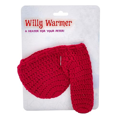 Island Dogs Willy Warmer - Knitted Red Gag Gift for Men, Funny Novelty Christmas Stocking Stuffer, Unique Adult Humor Gift Idea