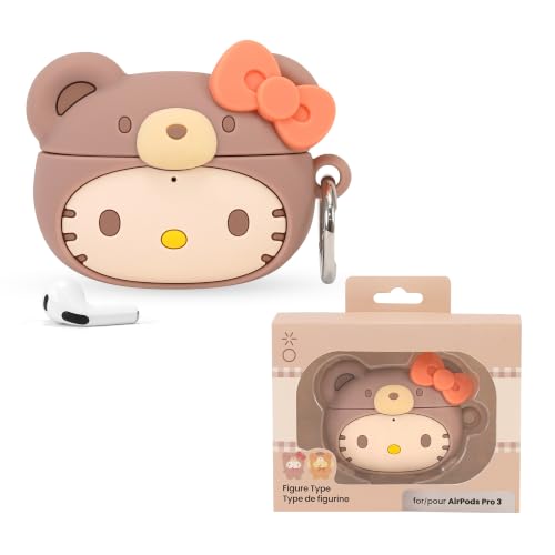 iFace Hello Kitty and Friends Latte Bear Series Compatible with AirPods Pro 3 Case - Cute Silicone Protective Cover [Carabiner Clip Included] [Wireless Charging Compatible] Hello Kitty