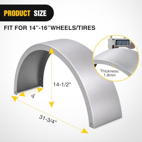 Image of Nilight Round Trailer Fenders Single Axle Mud Guards 14 to 16 in Wheels