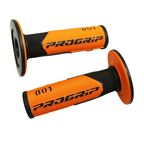 IMPORT PARTS BIKE - REVETEMENT POIGNEE PROGRIP 801 ORANGE-NOIR (PAIRE) -115mm- (CROSS)