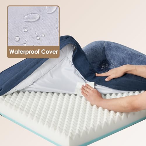 EHEYCIGA Orthopädisches Hundebett Mittelgroße Hunde, 91x68x17.5cm, Memory Foam Waschbar und Wasserdicht Hundekorb mit 4 Rändern, Hundesofa Hundecouch rutschfest, Marineblau