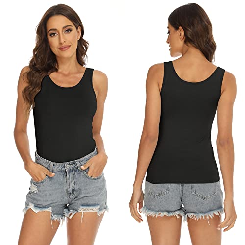 BQTQ 5 Piezas Camisetas Tirantes Mujer Camiseta sin Mangas Tank Top Camisola Básica Camisola de Tirante para Mujer, Negro, Blanco, Gris, VioletaRojo, CianOscuro, S