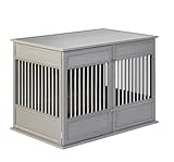 New Age Pet ECOFLEX Horizon Dog Crate & End Table, Modern Slatted Indoor Dog Kennel for Medium, Large & XL Dogs, Durable Composite, Grey, X-Large