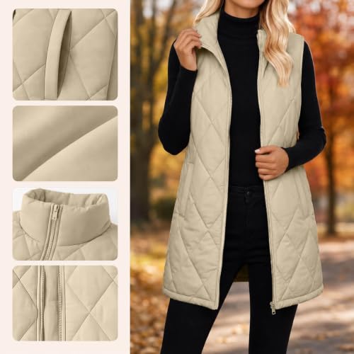 Puffer Vests for Women Diamond Quilted Zip Up Winter Jacket with Pockets - image 2