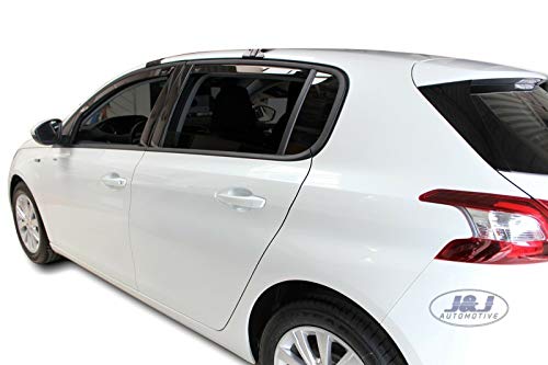 J&J AUTOMOTIVE Heko Déflecteurs d'air et de Vent pour Peugeot 308 5P. Berline 2014-2021, Lot de 4pcs, Teintés, Avant et Arrière, Aérodynamique