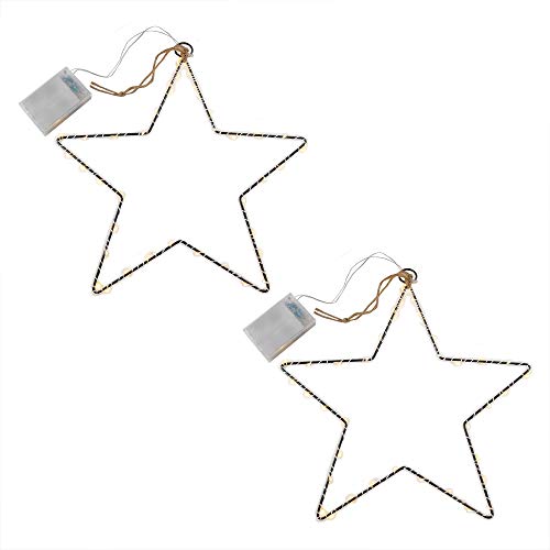 LumaBase Battery Operated LED Lighted Metal Stars - Set of 2