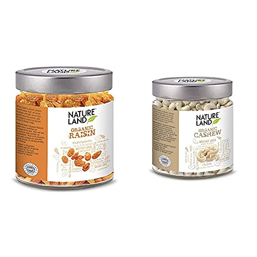 Image of Natureland Organics Raisins / Kismis 250 Gm - Organic Raisins & Cashew (Dry Fruits) 200 Gm - Premium Whole Cashew