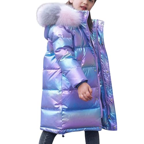 Generisch Chaqueta de invierno para niños con capucha de invierno para exteriores, abrigo de invierno cálido, chaqueta acolchada gruesa, chaqueta de algodón, morado, 5-6 años