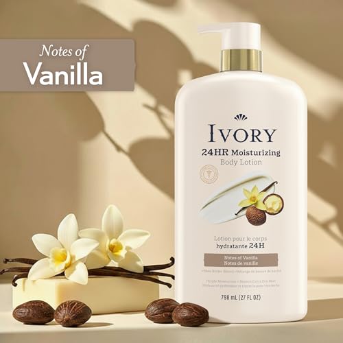 Image of Ivory Hand & Body Lotion + Body Wash Bundle, Oatmilk Scent, 24hr Moisturizing & Nourishing Hydration, Repairs and Soothes Extra Dry & Itchy Skin, Made with Shea Butter Blend, 27 fl oz (Pack of 2)