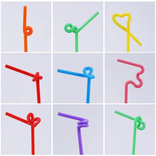 100 pitillos plásticos flexibles 6mm x 26cm multicolor miniatura 4