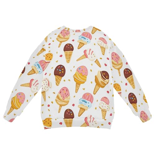JUNZAN Cute Ice Cream Big Boys Hooded Sweatshirt Fleece Tops Clothing Shirts Athletic 4T2