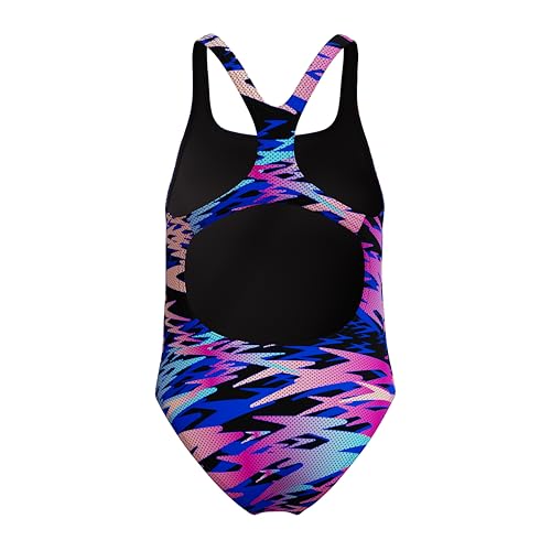 Speedo Hyperboom Print Medalist One Piece Schwimmanzug für Mädchen, Blau, 16