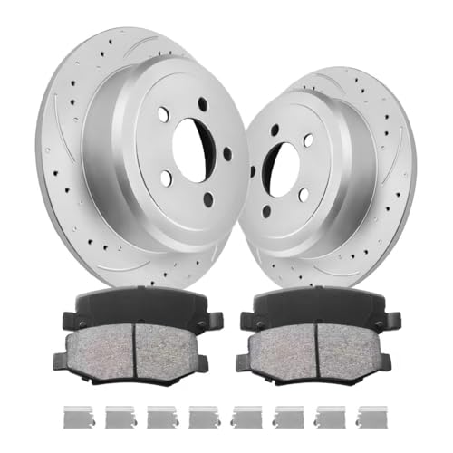 GAIASURGE Rear Automotive Replacement Brake Kit, Drilled Slotted Brake Rotors Kit Compatible with 2008-2012 Jeep Liberty, 2007-2011 Dodge Nitro|Anti-Rust Geomet Coated|316mm(12.4in)|D1274-8390 & 53044