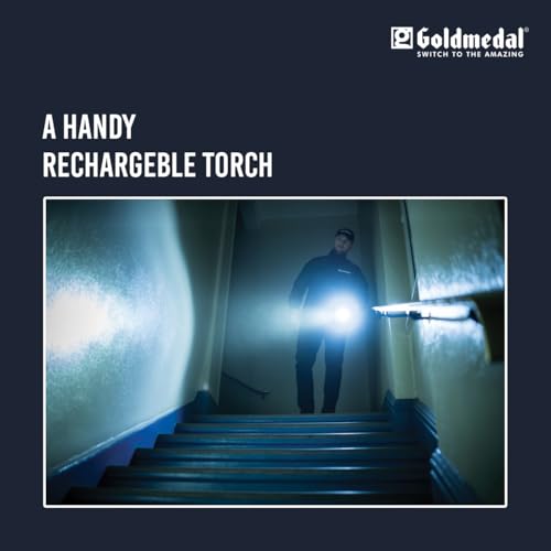 Image of Goldmedal Torcia 07 1+2W LED Rechargeable Torch-Cool Daylight(6500K)|1200 mAh Li-ion Battery with Back-up Up to 4 Hrs |USB Mirco Charging | Deep Discharge Protection |Powerful 1W Front & 2W Side Light