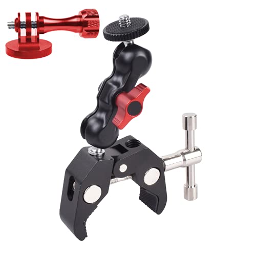 MOSHUSO Super Clamp Mount for Gopro, Camera Mount Filed Monitor Adapter, with 360Â° Ballhead Magic Arm Double Ball Head with 1/4