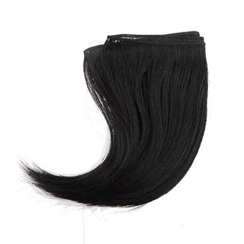 Fenteer 19色選べる ドール用 DIY ウィッグ ヴェルフ フリンジ ヘア 綺麗 かつら 1/3 1/4 BJD SD人形対応 - ブラック