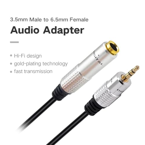 Adaptador de audio auxiliar 6.35mm hembra a 3.5mm macho 20cm miniatura 7