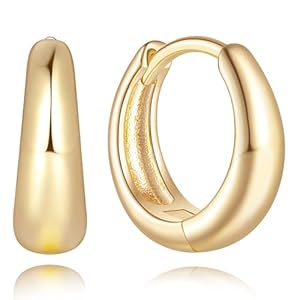 14K Gold Hoop Earrings for Women Gold Earrings Small Gold Huggie Hoop Earrings for Women Earrings Smooth Design Gold Earrings for Women 20 MM