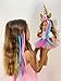 MY GENIUS DOLLS Unicorn Clothes, Headband,Tutu, 2 Matching Hair Clip Extensions Wig Sets - fits All 18 inch Dolls Like American Girl, Our Generation My Life Journey | Accessories | Doll NOT Included