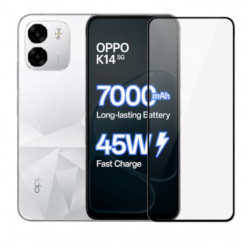 Image of Military-Grade Tempered Glass Screen Protector Compatible for OPPO K14 5G with Edge to Edge Coverage and Easy Self Installation kit (OPPO K14 5G)