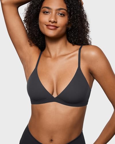 Image of INLYRIC Women's Inbarely Triangle Bralette Plunge Unlined Seamless Bra No Underwire Sexy Comfortable Everyday