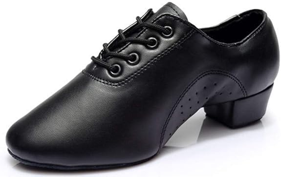 Chaussures de danse latine pour homme et garçon en cuir noir pour le jazz et le tango
