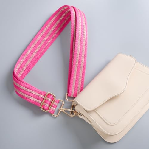 Image of chushui Herringbone Purse Strap Replacement Wide Adjustable Crossbody Strap with Metallic Thread,Woven Fashion Shoulder Bag Strap for Tote Handbag, Gold Silver Shimmer