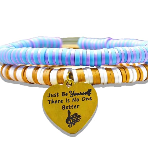 Image of ChillOutPal Friendship Bracelets with Copper Heart Pendant, Engraved with inchJust Be Yourself, There Is No One Better inch - Taylor Gifts for Friends /Fans /Family