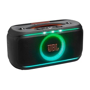 JBL PartyBox On-the-Go 2 Portable Bluetooth Party Speaker with Wireless Mic, Dynamic Light Show, 15 Hours Playtime, IPX4 Splashproof Rating, JBL Pro Sound and Auracast Multi-Speaker Connection, Black