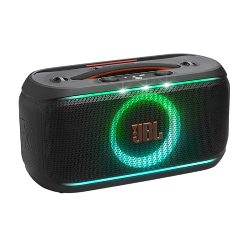 JBL PartyBox On-the-Go 2, alto-falante portátil Bluetooth para festa com microfone sem fio, luz dinâmica, 15 horas de reprodução, à prova d'água IPX4, som JBL Pro e conexão com vários alto-falantes