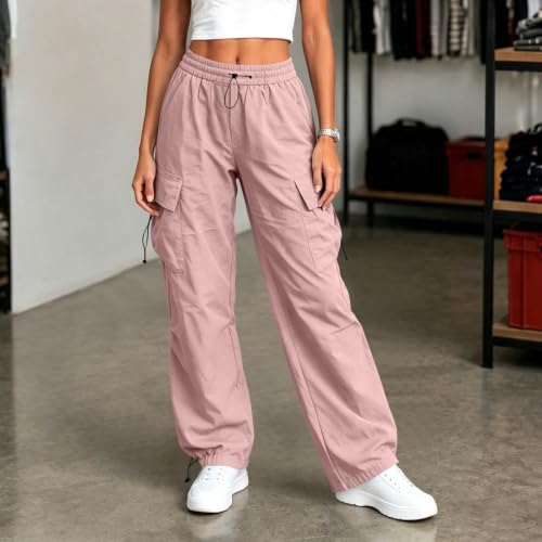 Women's Cargo Pants Drawstring Waist Wide Leg Utility Work Trousers - image 6