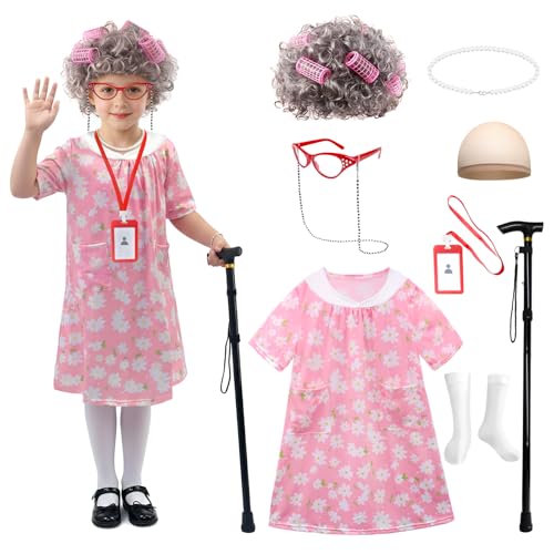 Disfraz de Abuelita para Niñas con Peluca y Accesorios