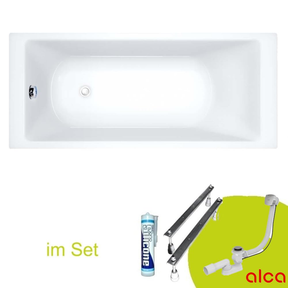 ECOLAM® wanna TAMI 140x70 cm prostokątna akrylowa biała nowoczesna elegancka wanna bezpośrednio od producenta w zestawie syfon silikon stelaż