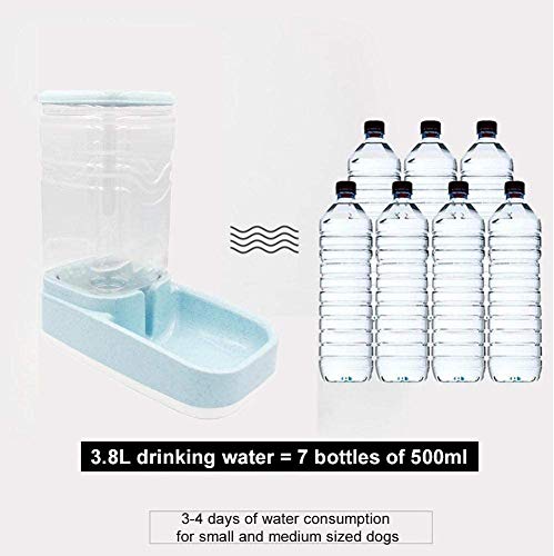Pet Water Feeder Dispenser, Automatic Pet Waterer,Dog Cat Water Food Combo,Pet Water Dispenser Station, Automatic Gravity Water Drinking Fountain Bottle Bowl Dish Stand 1 Gal