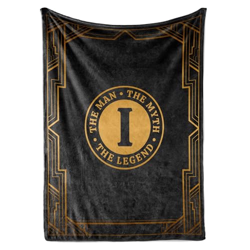 Gifts for Men, Initial Mens Blanket, Birthday Gift for Him, 60"x 80", I
