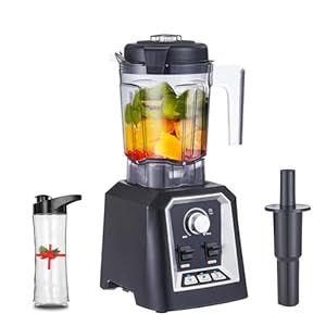 Biolomix Professional Blender, 2200W 3 Automatic Program Blender For Kitchen,2L capacity with 600ML Portable Bottle,Smoothie Blender for Smoothie, Soup,Baby food,Grain grinding（Black）