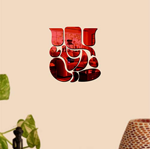 Image of Bikri Kendra Ind - Ganesha redMirror Stickers for Wall, Acrylic Mirror, Mirror Wall Decor Sticker, Wall Mirror Stickers, Acrylic Stickers, Wall Stickers for Hall Room, Bedroom, Kitchen.