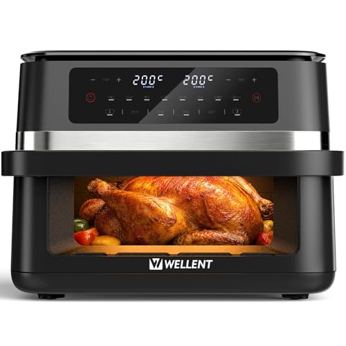 WELLENT 2950W Airfryer 2 Kammern, 12L XXL Heißluftfritteuse mit Sichtfenster, 8-in-1 Heissluftfritteuse Doppelkammer mit Match &… – Ansicht 1