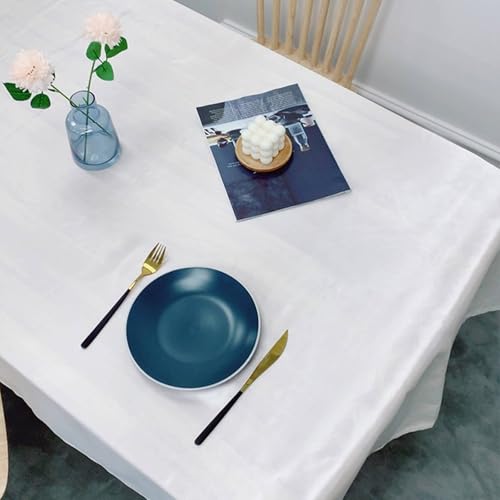 Nappe lavable et anti tache 140x300 cm aspect lin pour table rectangulaire - 3