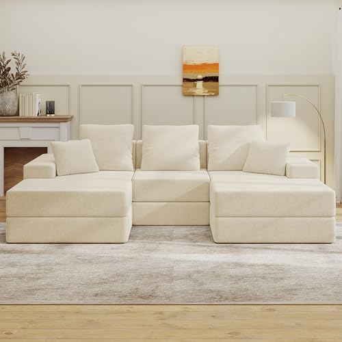 Living&Giving 101" U-Shaped Cloud Sectional Couch for Living Room, Cloud