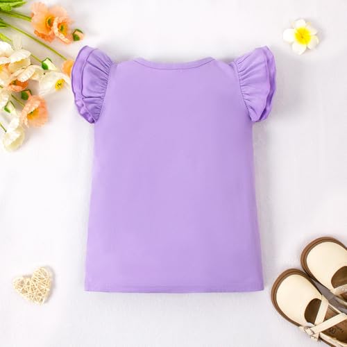 Image of LYSMuch Toddler Girls Short Sleeve Ruffle Basic Blouse | Size 2T-14Y Girls Summer Tops,Solid Kids Casual Clothes