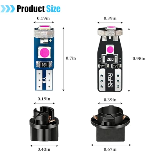 40 focos LED T10 y T5 para auto con sockets giratorios miniatura 2