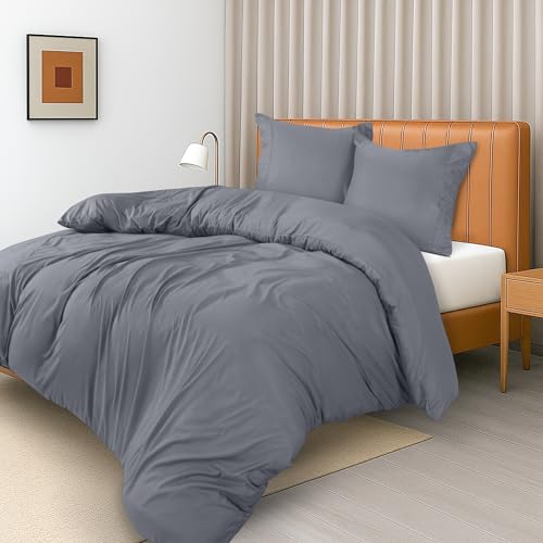Utopia Bedding Funda Nórdica Cama 180 - Juego de Funda Nórdica de Microfibra Poliéster 240x260 cm y 2 Fundas de Almohada con Dobladillo Plisado 65x65 cm (Gris)