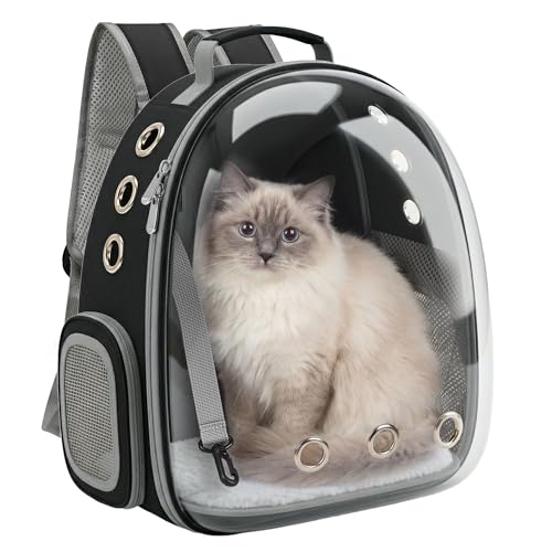 Vailge Cat Carrier Backpack with Space Capsule Window Multiple Entry Pet Carrier with Padded Straps Travel Carrier for Cats Small Dogs and Small Pets like Ferrets Birds & Hamsters (Black)