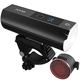EILIOC 自転車 ライト LED 防水 1200ルーメン 大容量 5000mAH バッテリー ロードバイク ライト 明るい 電池残量デジタル表示 自転車用ヘッドライト USB-TypeC 充電式 クロスバイク ライト 側に指示ランプが テールライト付属 懐中電灯兼用 5つ 照明モード 防災 緊急対応 アルミ合金製 取り付けが簡単