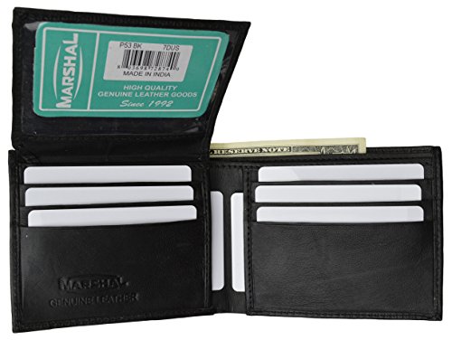 MARSHAL Mens Black Leather Wallet Bifold Lambskin New! 767